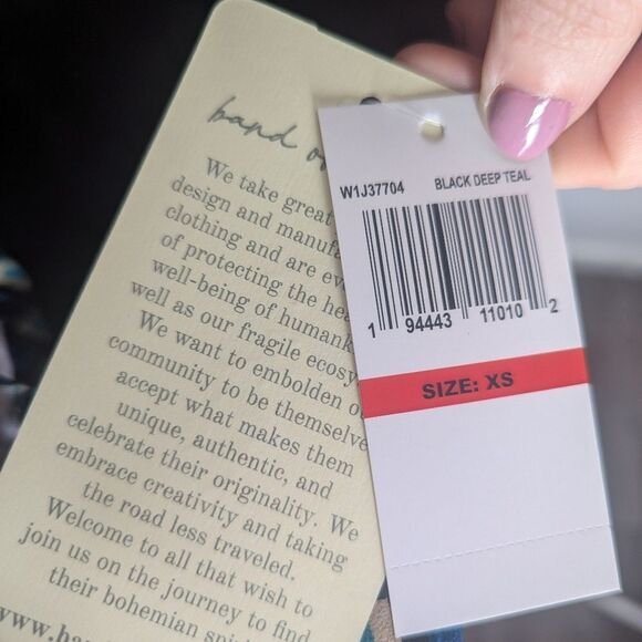 NWT Band of the Free GENEVIEVE TEAL DIAMOND LONG SLEEVE MINI DRESS XS - Picture 8 of 10